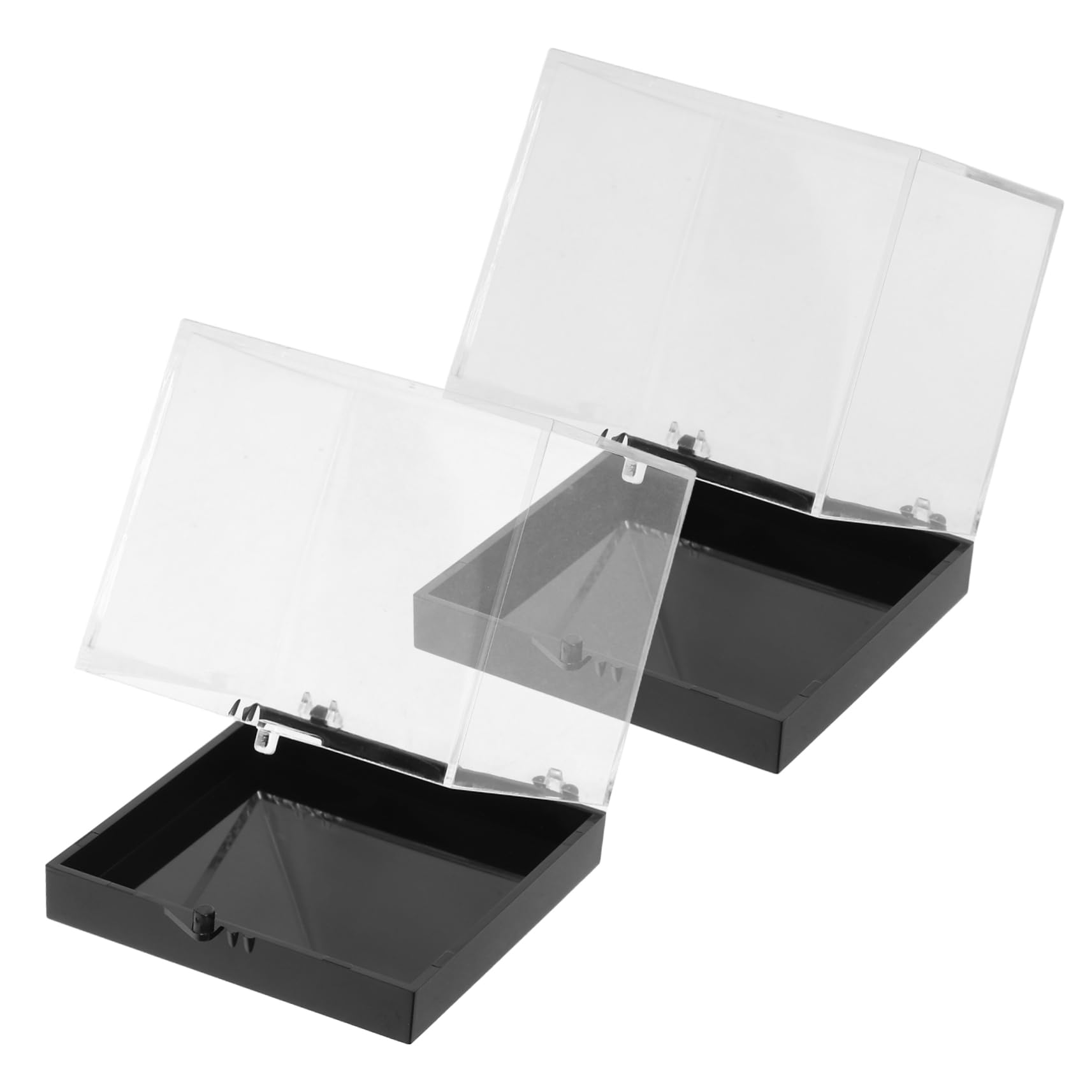 KALLORY 2Pcs Clear Mineral Display Boxes Elegant Specimen Containers for Collectibles Lightweight Square Design for and Home Decoration
