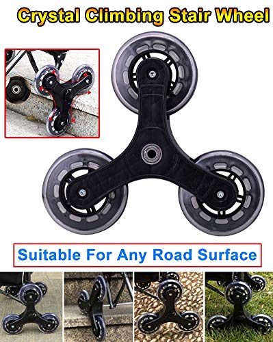 WLKINF Einkaufstrolley, tragbar, zusammenklappbar, leicht, Treppenkletterwagen, mit dreieckigem Kristallrad, für 110… – Bild 7