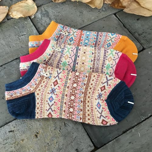 Image of Ankle Socks for Women, Embroidered Bunny Pattern Women's Socks Low Cut Socks Cotton 4 Pairs