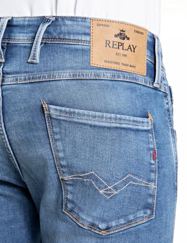 REPLAY Męskie dżinsy Anbass, Medium Blue 009 (niebieskie), 33 W/32 L
