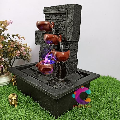 Image of Decorative Water Fountain for Home Decor, Office, Indoor & Outdoor, Garden, Puja Room, Vaastu, Reception, Spa, Gifting. (Black Stone)