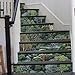REDAMANCY Green Tree Forest River Mountain Landscape Nature Peel and Stick Vinyl Stair Riser Decals Staircase Tile Stickers Decor Modern Marble Decoration Self-Adhesive(14 Pcs)