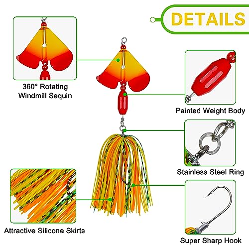 Image of Spinnerbait Fishing Lures Kit Set, 6pcs Bass Fishing Buzzbait Multicolor Bass Trout Salmon Metal Spinner Baits Swim Jigs Freshwater Saltwater Fishing