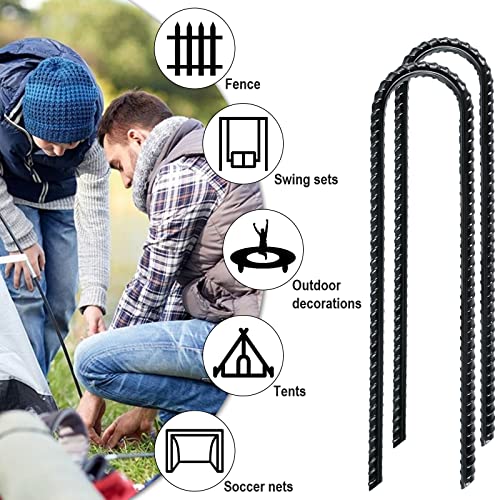 Trampoline Stakes 24 Pack Heavy Duty Trampoline Anchors - 12 Inch Galvanized Steel U-Shaped Stakes For Outdoor Safety Heavy Duty Tent Stakes For High Wind