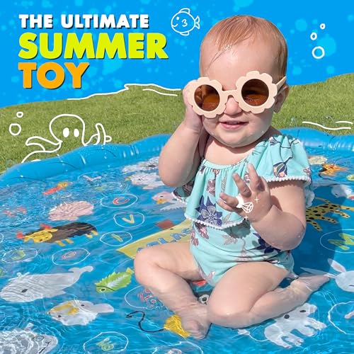 Image of SplashEZ 3-in-1 Splash Pad, Sprinkler for Kids & Baby Pool for Learning - Toddler Sprinkler Pool, 60'' Outside Water Toys - inchfrom A to Z inch Outdoor Play Mat for Babies & Toddlers