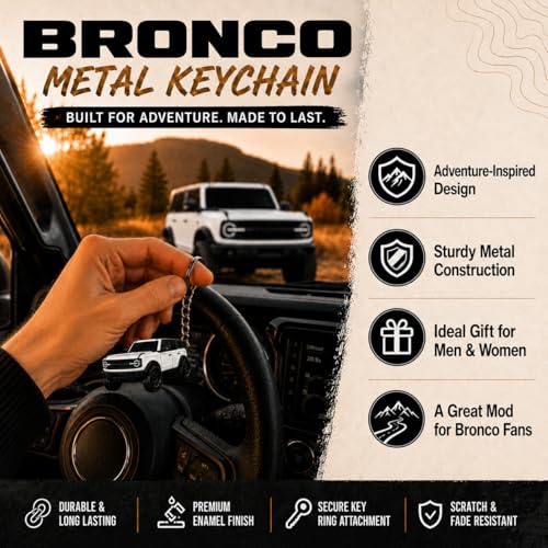 Image of Bronco Keychain Accessories 4 door key chain Fob Cover Cool Mods compatible with Ford Bronco 2022 2023 2024