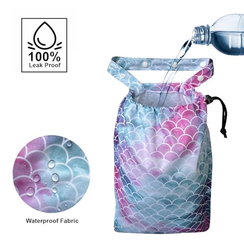 Image of Cute Hanging Car Trash Garbage Bag 100% Leakproof Waterproof Multipurpose for Car Back Front Seat Console with Hanging Strap (Mermaid)