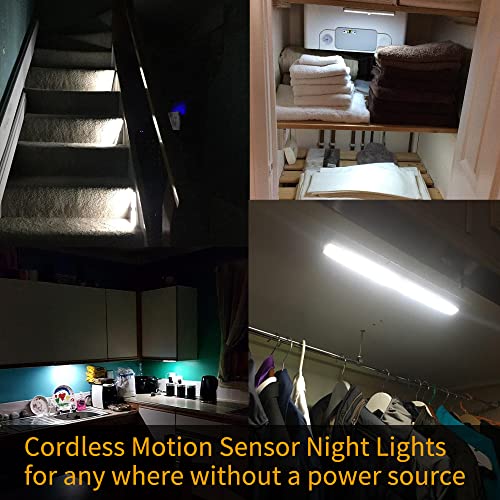 Moston Motion Sensor Closet Lights, 20 Led Cordless Under Cabinet Lighting With Built-In Rechargeable Battery, Stick-On Anywhere Magnetic Night Lamp For Cupboard Cabinet Kitchen Stairs #TOP2