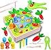Felly Juguetes Montessori 1 Año, Juguetes de Madera Rompecabezas Zanahorias Clasificación Juego de Pesca Juguetes Educativos Niños, Temprano Regalo de Cumpleaños Navidad para Bebés de 1-3 años