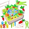 Felly Holzspielzeug ab 1Jahr Baby Motorik Spielzeug Montessori Sortierspiel Holzpuzzle Karottenernte Angelspiel Lernspielzeug für Kinder als Geburtztag Geschenk ab 1 2 3 4 Jahr Jungen und Mädchen