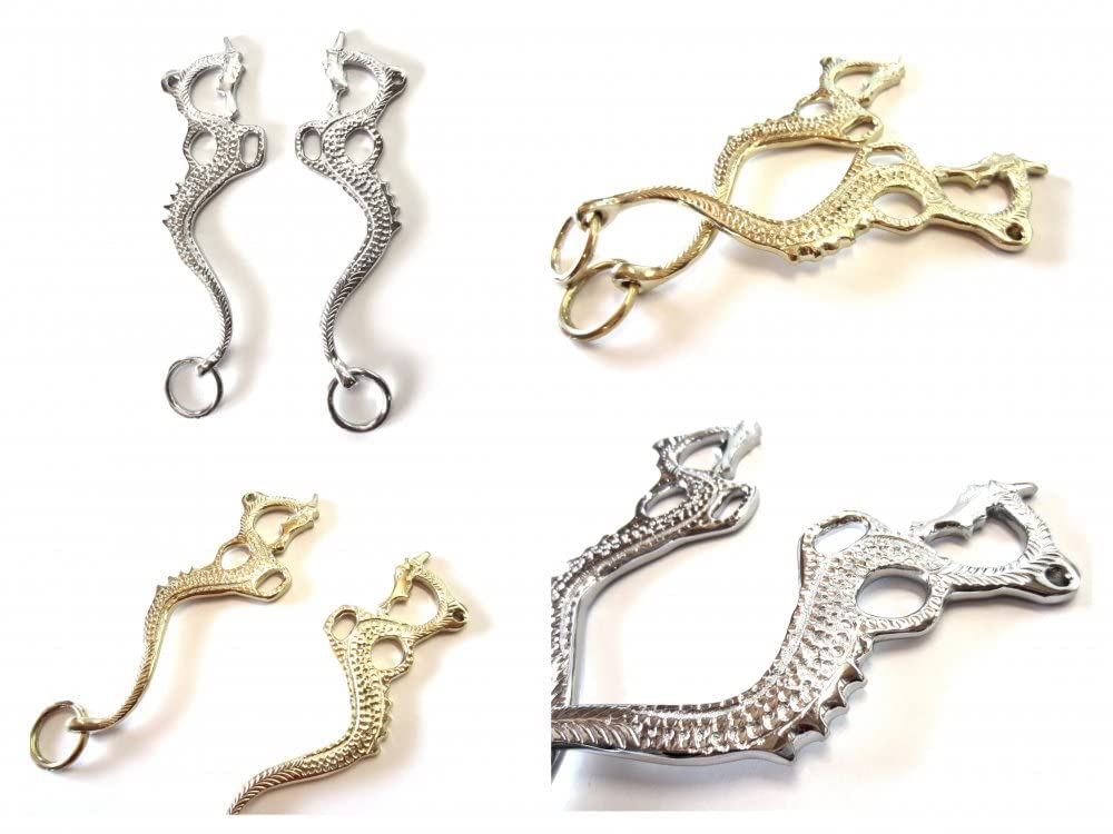 Hackamore Dragon Gold oder silberfarben - 1 Paar Schenkel verziert Farbe Silber
