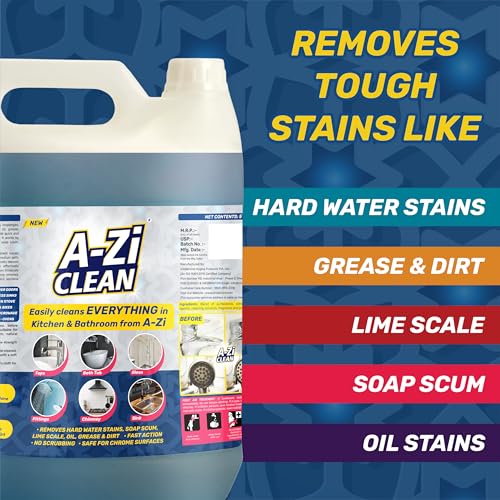 Image of Tap Cleaner, All-Purpose Bathroom & Kitchen Cleaner Liquid 5Ltr | Cleans Taps, Bathtubs, Sinks, Shower Kitchen Surface & More | Removes Hard Water Stain, Limescale, Grease & Dirt