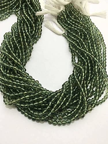 Perles d'apatite verte lisses de 3.5-4mm pour création de bijoux de lithothérapie