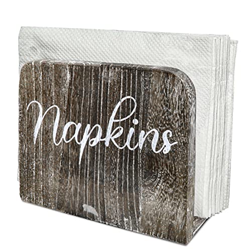DOERDO Rustikaler Serviettenhalter aus Holz im Landhausstil, aufrechte Papierserviettenhalter Dekor für Tisch, Küche, Restaurant, Café-Bar (6,5'' x 5,5'') Cover