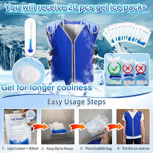 Cooling Vest With 20pcs Ice Packs for Men Women - Cold Vest Adjustable Cool Jacket for Working Outdoor4