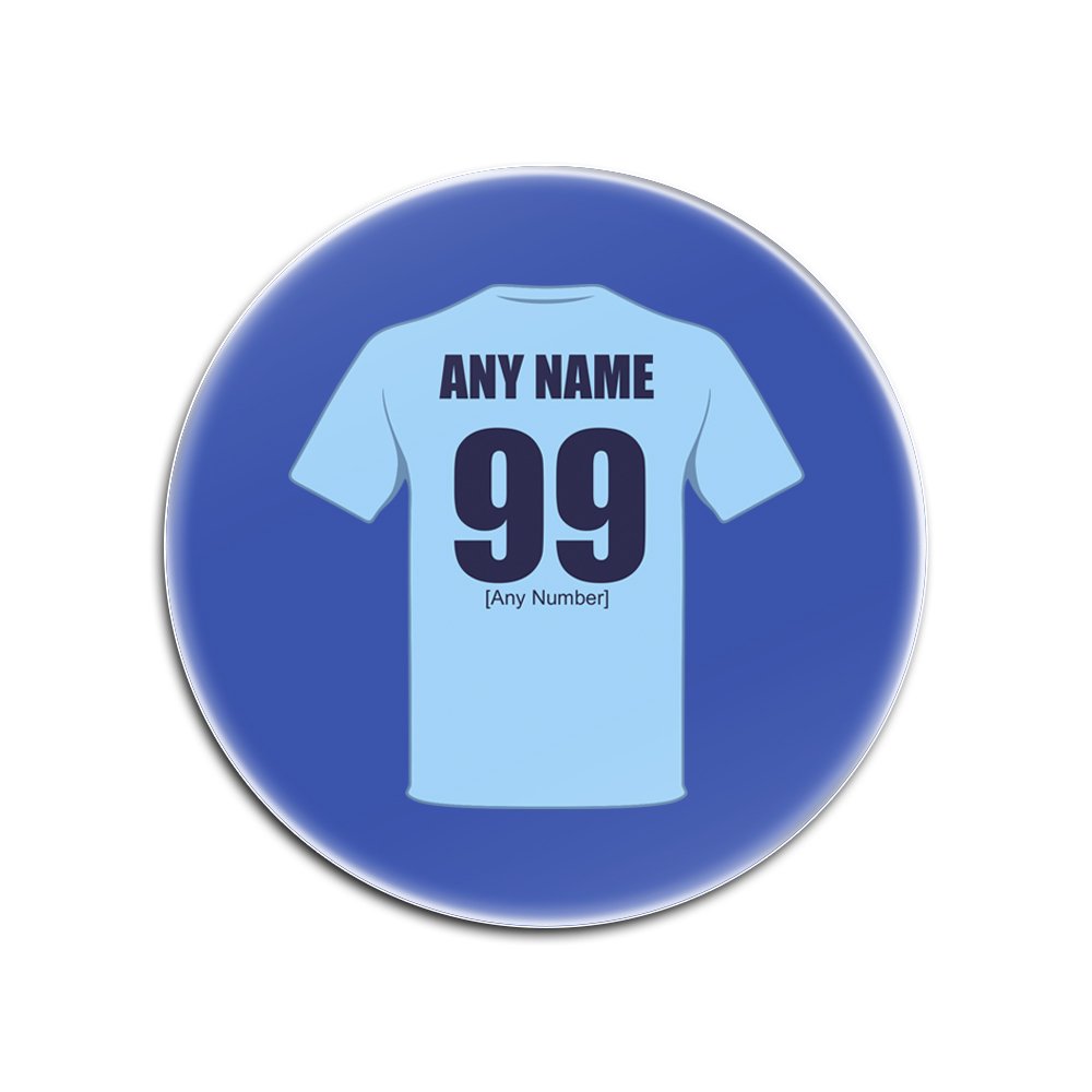 UNIGIFT Personalised Gift - Manchester Glass Round Coasters (Football Club Design Theme, Colour Options) - Any Name/Message on Your Unique Mat Pad - The Citizens Sky Blues City