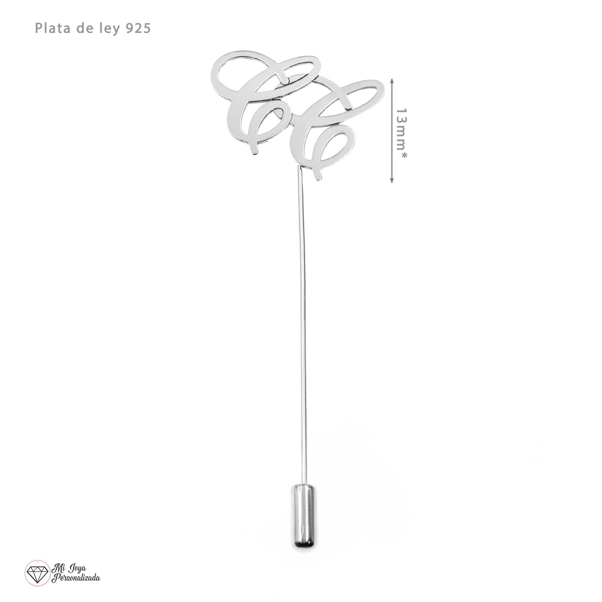 Alfiler de Solapa Personalizado con Iniciales en Plata de Ley 925 – Accesorio Elegante para Traje, Boda y Eventos – Regalo Original para Novio