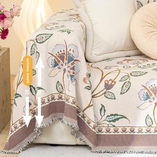 Funda de sofá chenilla beige antideslizante para evitar arañazos de mascotas y manchas de niños 7