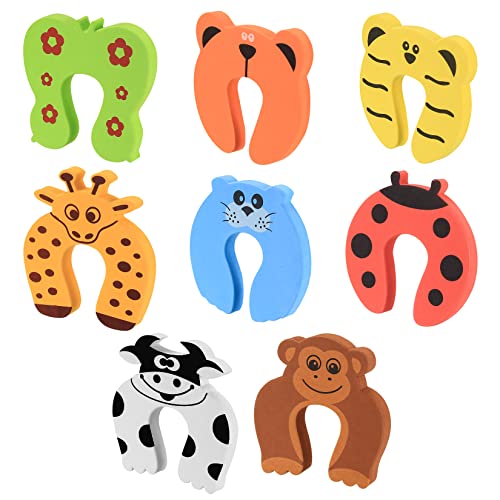 Safety Door Stoppers 8 Pcs Door Finger Pinch Guards Cartoon Animal Baby Proof Foam Safety Door Guards Door Slam Stopper for Baby Child Pet Finger Protection Prevent Finger Pinch Injuries