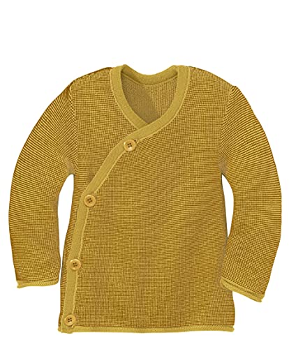 Disana Melange-Jacke Baby & Kleinkind - 100% Bio-Merino – atmungsaktiv, warm & weich, Unisex Gr. 50-104 - nachhaltig & fair – mit Wickelverschluss - Made in Germany | Curry-Gold Gr. 98-104