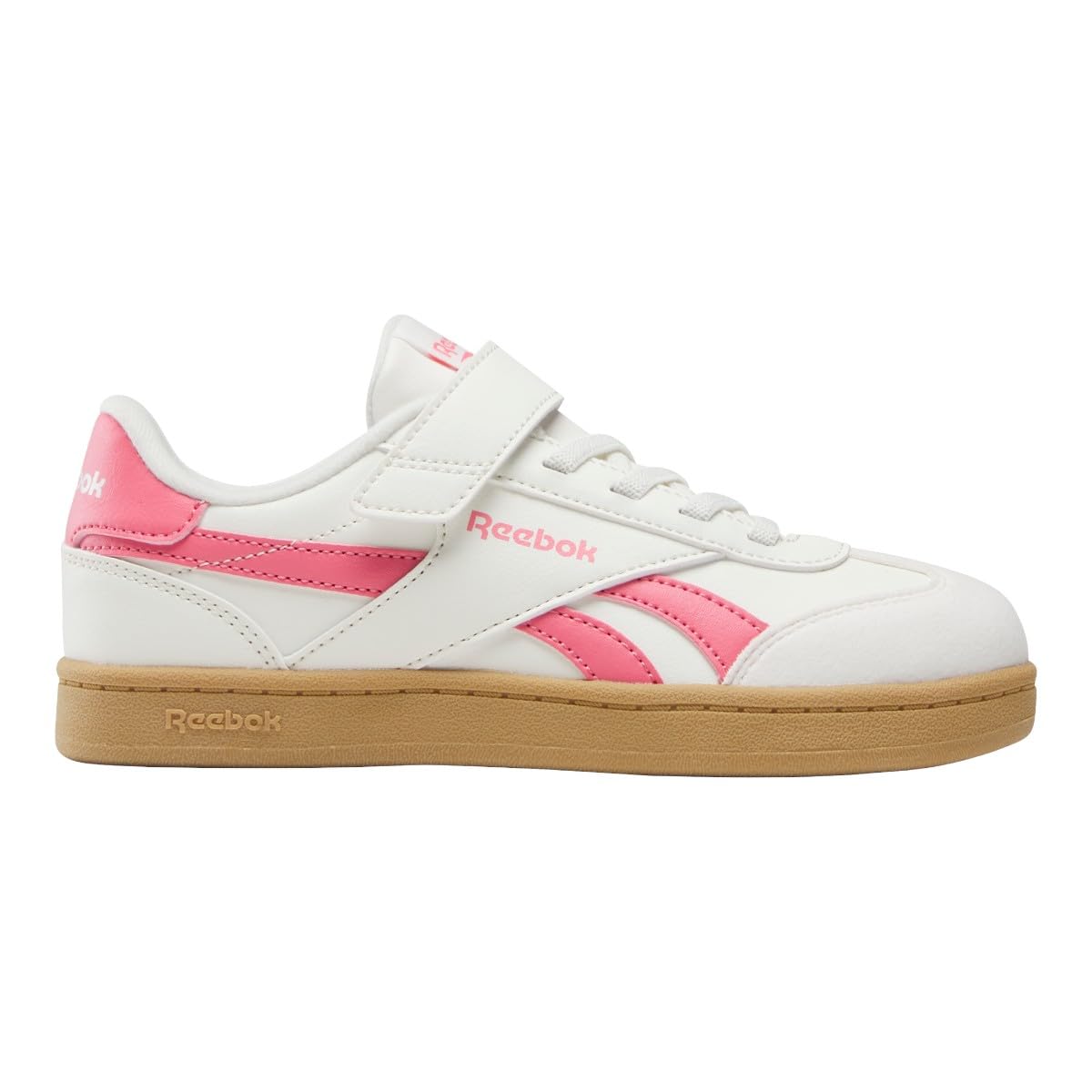 Reebok Smash Edge Elastic & Top Strap Trainers, Chalk/Passion Pink/SGUM1, 30.5 EU / 11.5 UK, Chalk Passionpink Sgum1, 12 UK Child