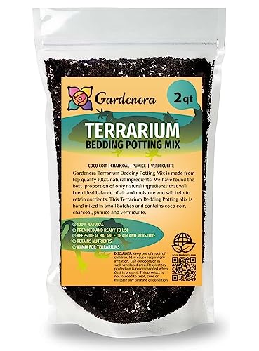 Gardenera Terrarium Potting Soil Mix - Perfect Balance of Ingredients for Closed-Top and Open-Top Terrariums - 2 QUARTS