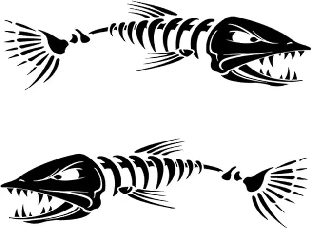 Adesivi Scheletro Pesce Personalizzati - Decalcomanie Ossee per Barca, Auto, Kayak
