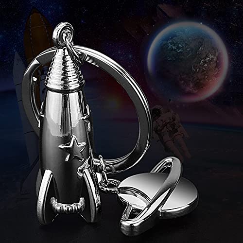 Portachiavi personalizzato con scritta a mano, portachiavi personalizzato con razzo spaziale, portachiavi con ciondolo a forma di pianeta razzo