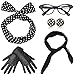 Produktbild Coucoland 50er Jahre Rockabilly Kostüm Accessoires Damen 1950s Zubehör Set Inklusive Polka Dots Bandana Haarband Ohrringe Handschuhe Katzenaugen Sonnenbrille Chiffon Schal (Schwarz)