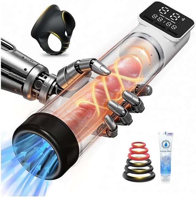 Penis Pump Sex Toys, Adult Toys Male Masturbator with Cock Ring for Men | Automatic Enlargers & Extend Pump for Men Penis Extender with 10 Suction Modes with LED Display & penis sleeve