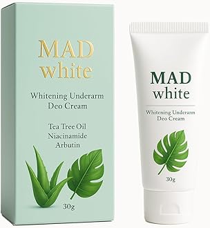Mad White Whitening Underarm Deo Cream 30g, Gentle Moisturizing Cream for Dark Underarms, Elbows, Knees Care (1PCS)
