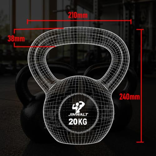 Image of Jimwalt Heavy Duty Enameled Cast Iron Kettlebell | Smooth Non-Slip Grip, Chip-Resistant Coating | Perfect for Strength Training & Home Gym (Enameled Coated 20KG)