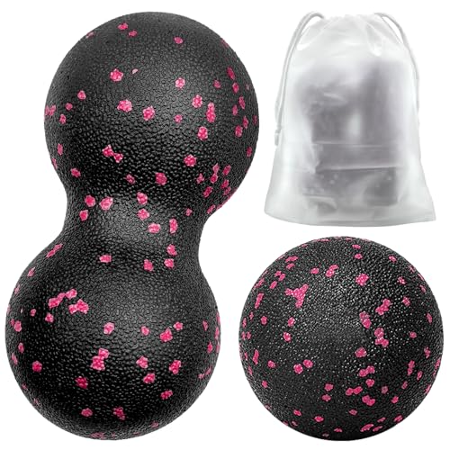 Gemtte Faszienball und Duoball, 2 Stück Massageball Set, Klein Faszienball Nacken für Wirbelsäule Fuß Nacken und Rücken, Rosa Gemtte Faszienball und Duoball, 2 Stück Massageball Set, Klein Faszienball Nacken für Wirbelsäule Fuß Nacken und Rücken, Rosa
