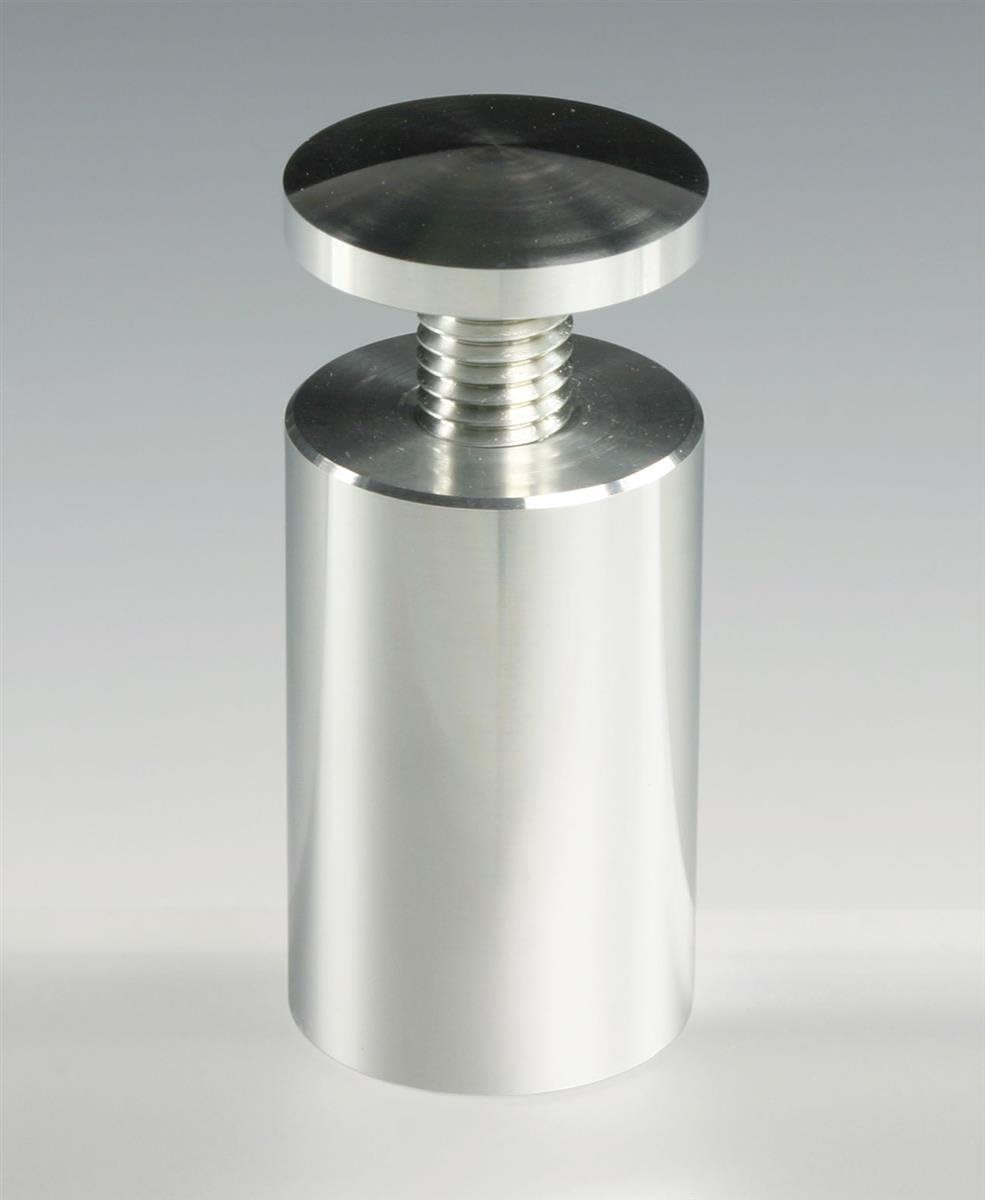 Set of Eight 1-1/4 x 2 Inch, Polished Silver Aluminum Standoff Screws for Mounting Two 3D Sign Displays (Four Standoffs Per Sign)