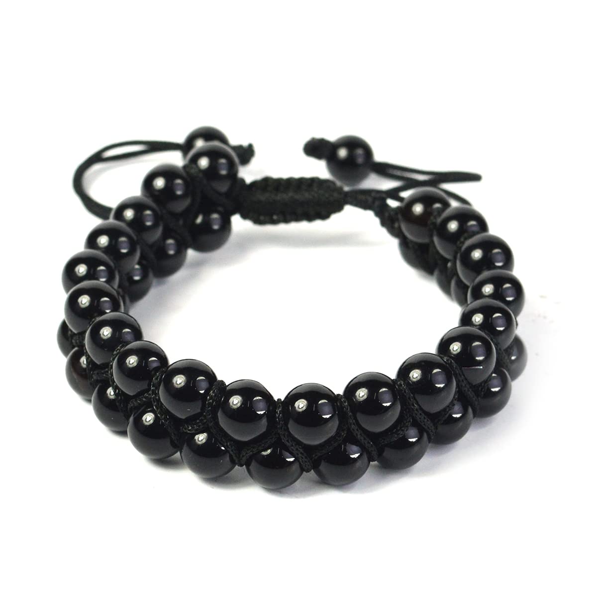 Reiki Crystal Products Black Onyx Bracelet Macrame Bracelet Nylon Cord Adjustable Wristband Double line Stone Bracelet for Women & Men (B09RQN4Y28) Amazon Price History, Amazon Price Tracker
