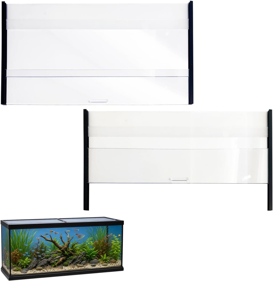 Upgrade【Sliding】 75/90/110 Gallon Aquarium Lid Heat-Resistant PC, Set 2 PCS 22.75 x 16.75 x 0.16 Inch for 75/90/110 Fish Tank with Handle, Clear,Heat-Proof/Warp-Proof(Upgrade Thickened)