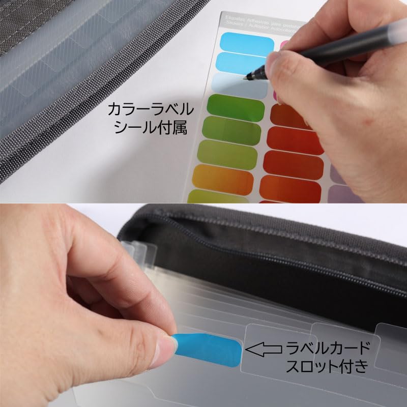 STEELLAND ジャバラ式ドキュメントケース A4 ジャバラ ファイル ドキュメントファイル ジッパー付き 大容量 13ポケット 書類収納ファイル 仕切り付き 防水 耐久 軽量 持ち運び 領収書 保証書 取扱説明書 書類整理 会社 学校 ビジネス