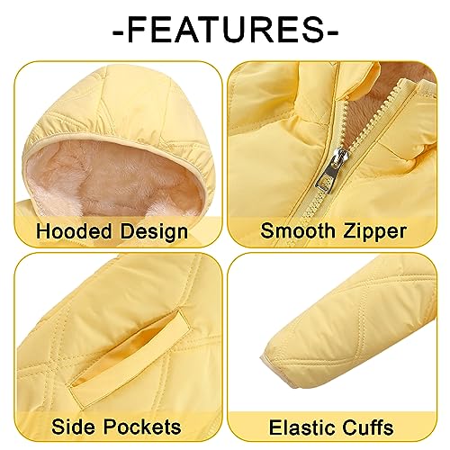 Image of Happy Cherry Boys Girls Puff Jacket Hoodie Coat Windproof Winter Outerwear Lightweight Down Jacket