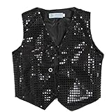 ♪Cuello en V sin mangas, parte delantera con 10 botones para un fácil uso,brillante apariencia. Perfecto para fiestas, representaciones teatrales, coro, baile de jazz, etc.