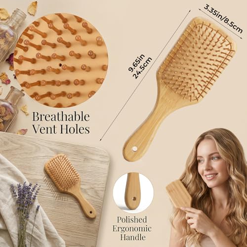 Cepillo de mango de madera de bambú natural para evitar la rotura del cabello 2