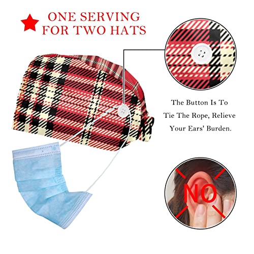 Gorra de trabajo con botón ajustable para cocina y sanidad roja 2