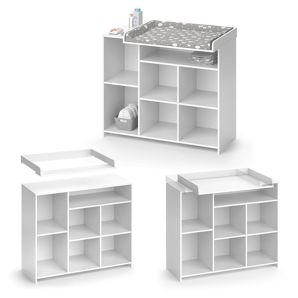 Vicco Mueble cambiador bebé "Oskar", Blanco, 113 x 100 cm con estante abierto