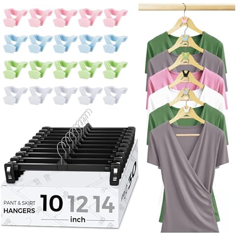 Hangers Connector - 60 Pack, with Pants Hangers - 30 Pack, Space Saving Hangers for Closet Organizers and Storage, Dorm Room Essentials for College Students Girls as College Essentials Cover