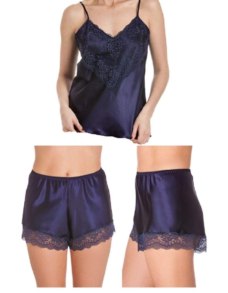 Undercover Women's Cami/Knicker Set - Navy Ct46-F58 Luxury Satin Sole Knicker Set Navy Xos