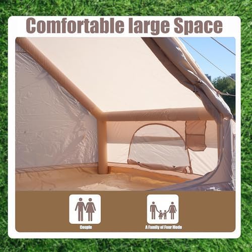 Miniatura 5 de Inflatable Tent with Pump, Glamping Tents for 4-6 Person, Easy Setup 4 Season Outdoor Tent, Water-Proof Luxury Glamping with 12 Mesh Window
