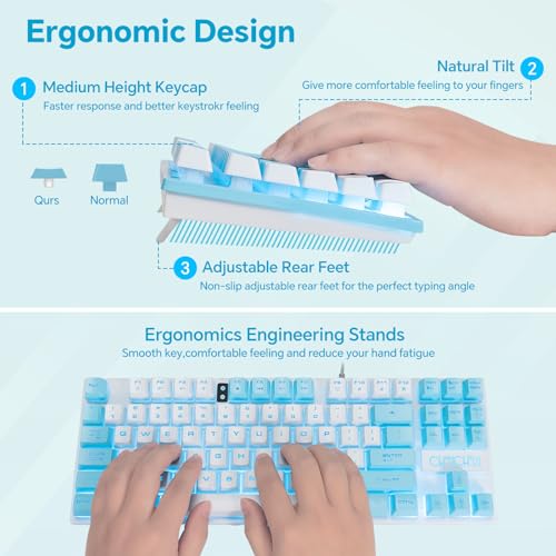 Combo de teclado y mouse azul CHONCHOW TKL de 87 teclas con cable USB y retroiluminación LED 4