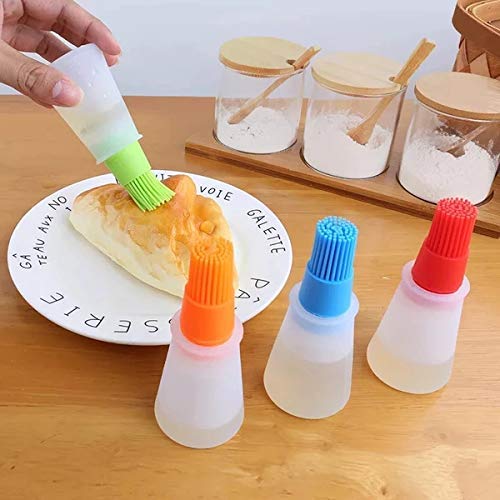 Image of Khedu Feb (1 pc's) Silicon Heat Resistant Oil Brush with Spatula and Silicone Cooking Oil Bottle Basting Brush Set for Kitchen Pastry, Grilling, Baking, BBQ (Multi Color)