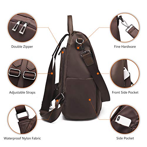 Image of CHARMORE Women Backpack Purse Waterproof Nylon Anti-theft Rucksack Shoulder Bags