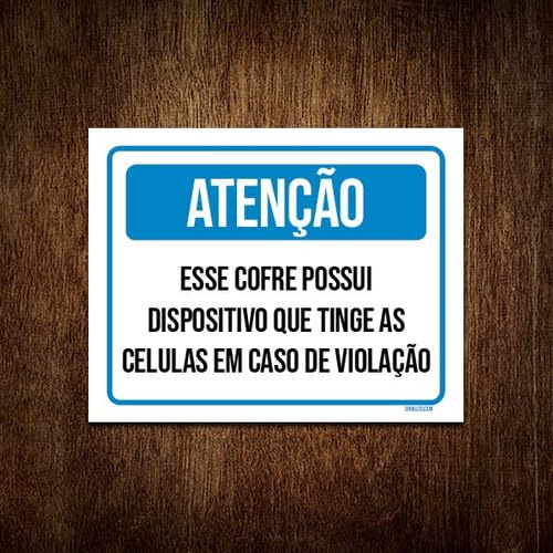 Placa Atenção Esse Cofrre Possui Dispositivo 18x23