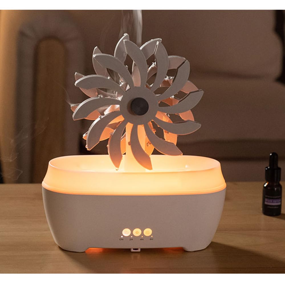 AEKAN Rain Windmill Aromatherapy Diffuser Air Humidifiers Water Drip,Windmill Essential Oils with Adjustable 7 LED Night Light,Remote Control Timing for Sleeping and Relaxing (Grey)